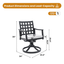 Load image into Gallery viewer, Modern Classic Outdoor Dining Swivel Rockers With Sunbrella Cushion, Lattice Design, Weather Resistant Frame (Set of 2) - Ember Black
