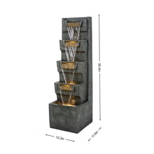 Load image into Gallery viewer, 4 Tier Cascading Waterfall Fountain With Warm LED Lights, For Patio - Gray
