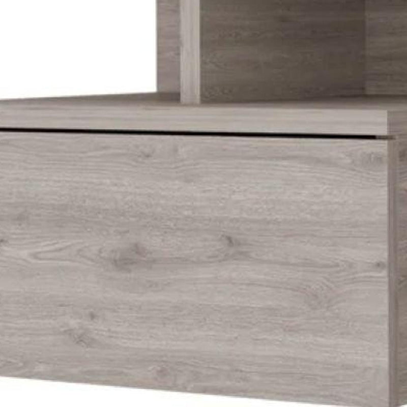 Wood One Drawer Floating Nightstand - Light Gray