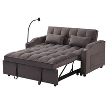 Load image into Gallery viewer, Modern Loveseat Futon Sofa With Pullout Bed, Adjustable Reclining Backrest, Toss Pillows
