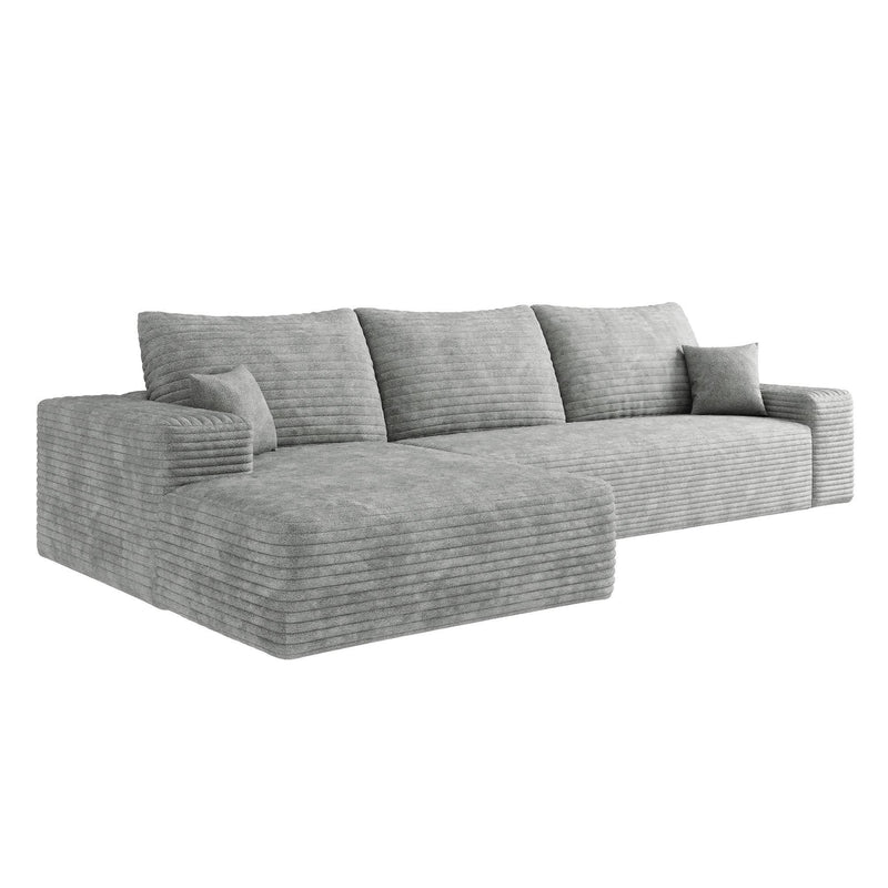 Corduroy Modular L Shaped Sofa And Chaise Sectional (762647) - Gray