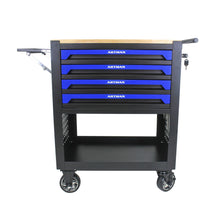 Load image into Gallery viewer, 4 Drawers Multifunctional Tool Cart With Wheels And Wooden Top
