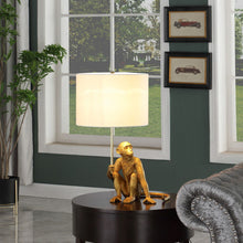 Load image into Gallery viewer, Sitting Monkey Table Lamp With White - Antiqued Gold
