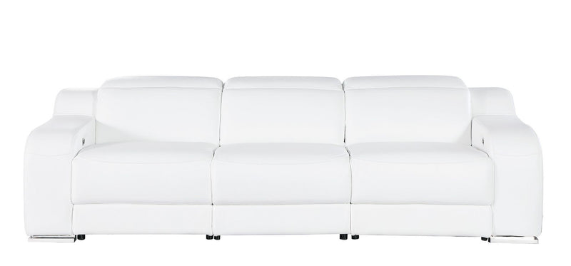 Reclining Sofa With Silver Legs USB - White