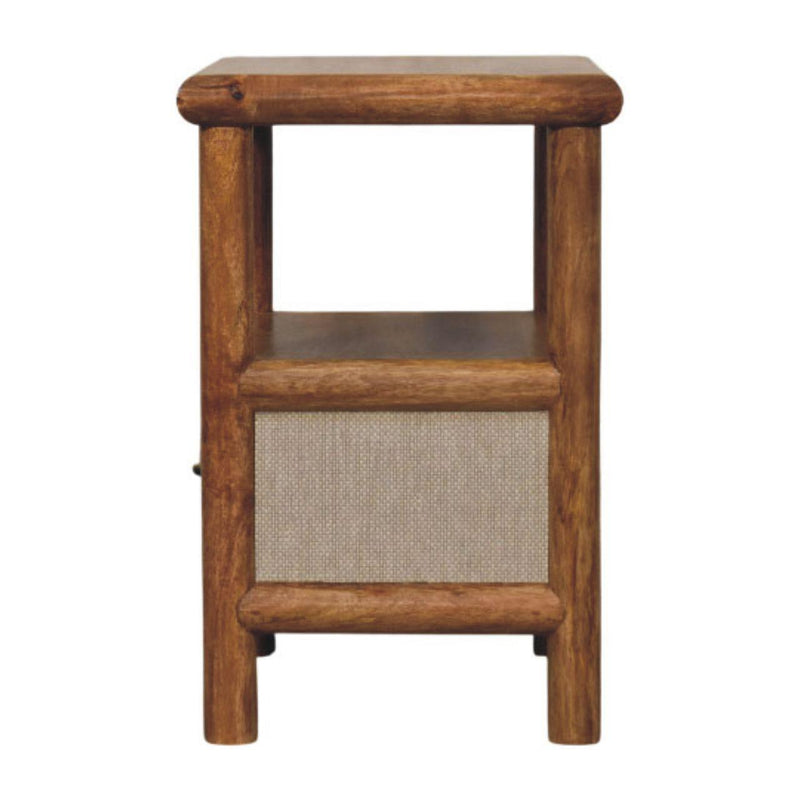 Solid Wood And Wicker One Drawer Nightstand - Brown