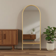 Load image into Gallery viewer, 71" Solid Wood Arch Freestanding Framed Full Length Mirror - Natural
