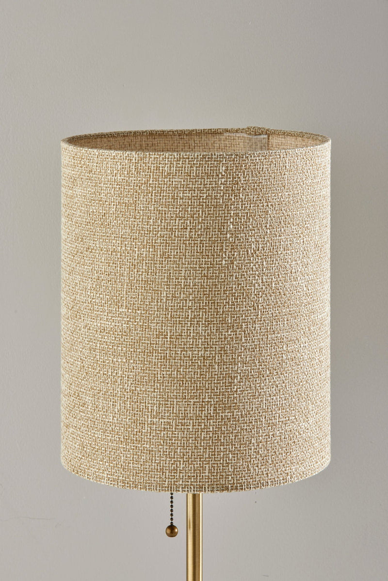 Marble And Metal Table Lamp With Beige Drum Shade - Black And Gold