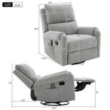 Load image into Gallery viewer, Manual Recliner Massage Chair With Swivel Rocker, 8 Massage Modes, Side Storage Pocket
