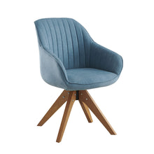 Load image into Gallery viewer, Fabric And Natural Swivel Accent Arm Chair 23" - Blue

