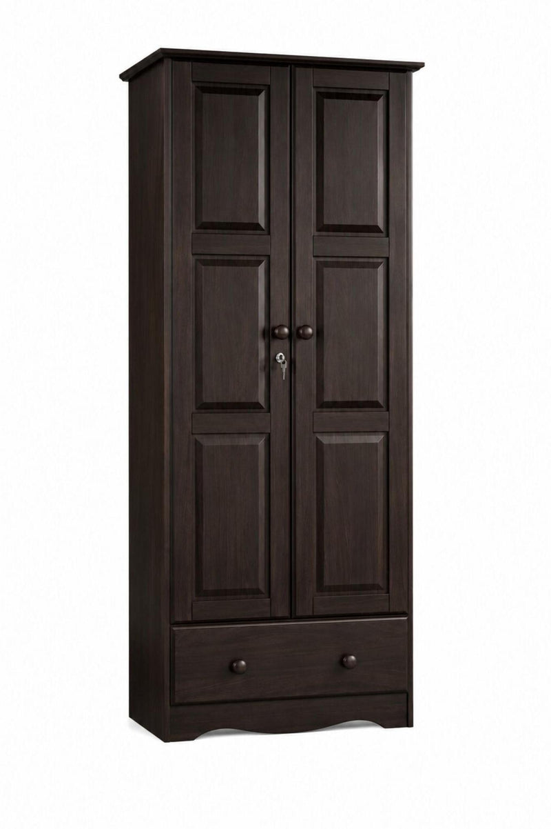 Solid Wood Two Door Single Drawer Combo Dresser (762941) - Espresso