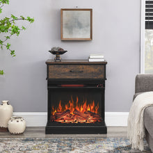 Load image into Gallery viewer, 25&quot; Stand Side Table With 3-Sided Glass Electric Fireplace - Antique Black
