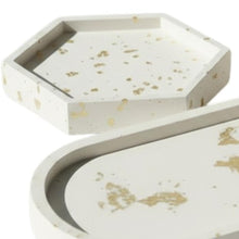 Load image into Gallery viewer, Resin Handmade Trinket Trays (Set of 3) - Gold / White
