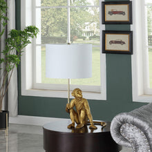 Load image into Gallery viewer, Sitting Monkey Table Lamp With White - Antiqued Gold

