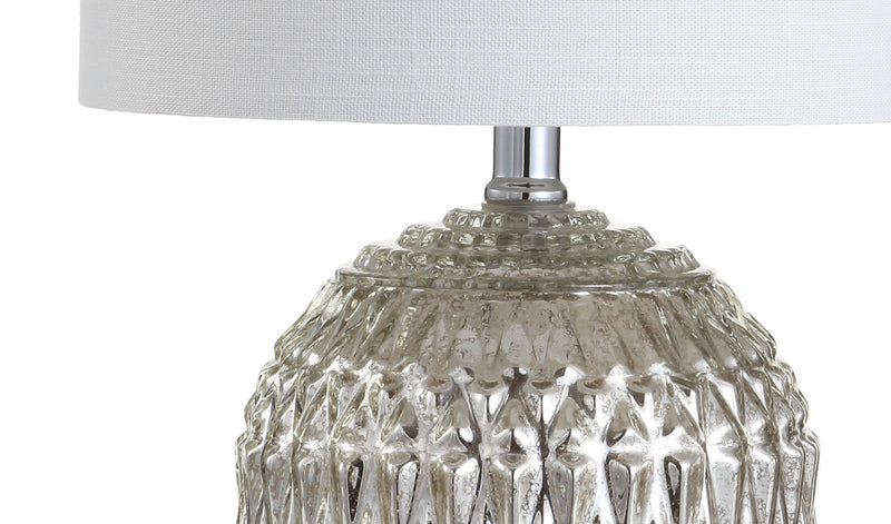 21" Novelty Table Lamp LED With Globe Shade - Silver / Pearl Silver