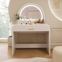 Load image into Gallery viewer, Makeup Vanity Table With Mirror Touch Screen Lighted Mirror, Dressing Table With Drawer For Bedroom - White
