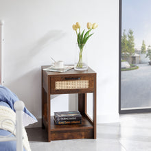 Load image into Gallery viewer, 15.75" Rattan End Table With Drawer, Modern Nightstand, Side Table For Living Room, Bedroom
