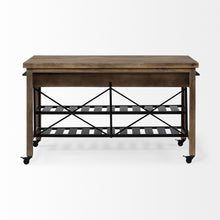 Load image into Gallery viewer, Solid Wood Top Kitchen Island With Two Tier Metal Rolling - Brown
