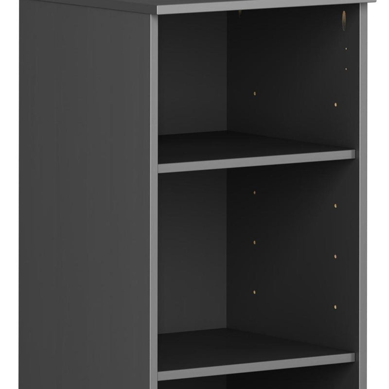 Solid Wood Adjustable Three Tier Library Bookcase - Gray