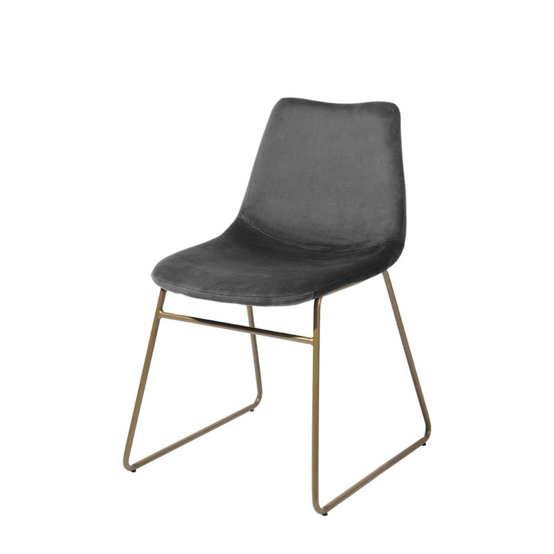 Velvet Metal Dining Side Chairs (Set of 2) - Dark Green / Gold