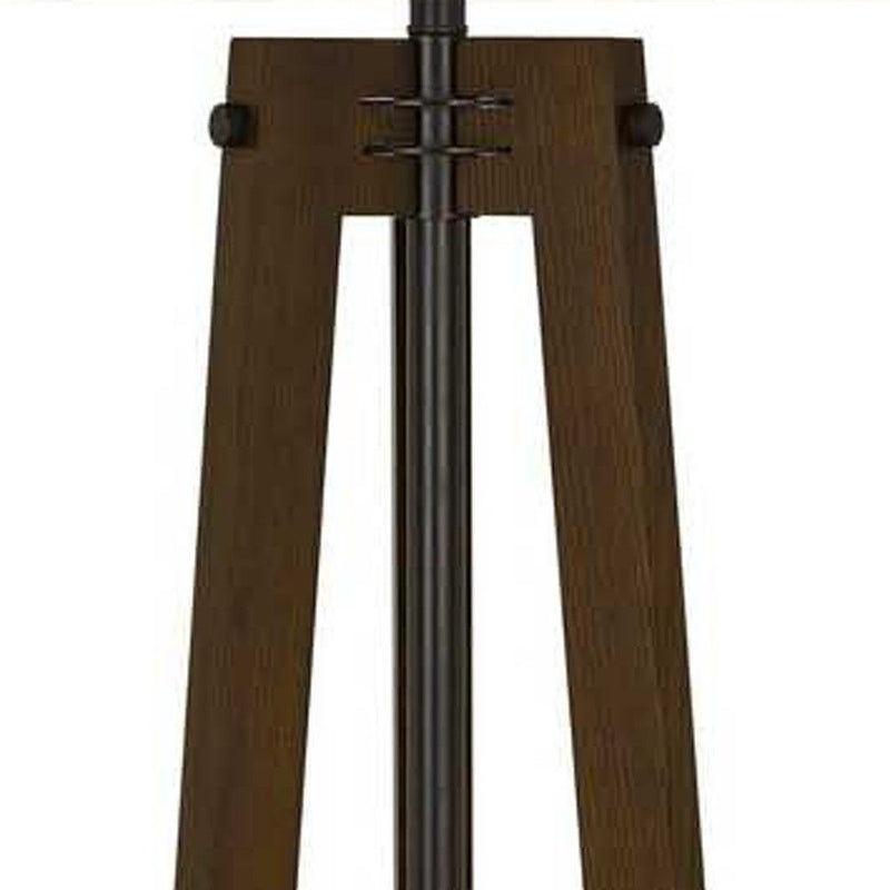 Tripod Floor Lamp With White Rectangular Shade - Brown