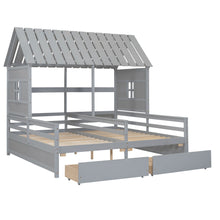 Load image into Gallery viewer, House Platform Beds With 2 Drawers, Side By Side Design
