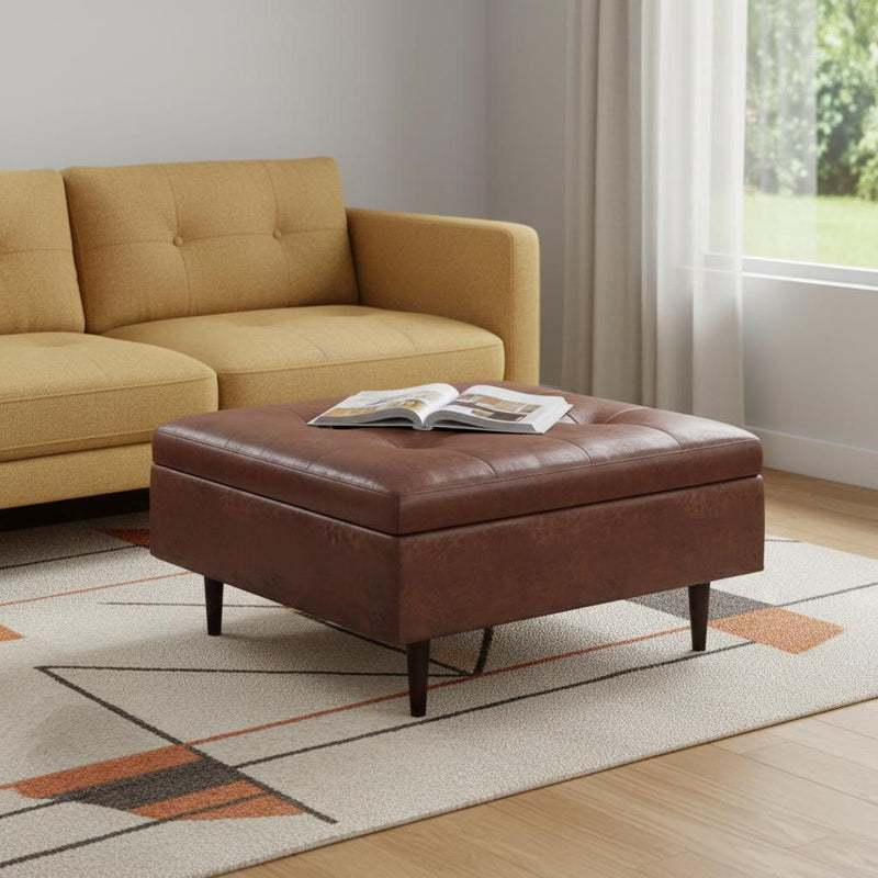 38" Upholstery Storage Ottoman - Brown