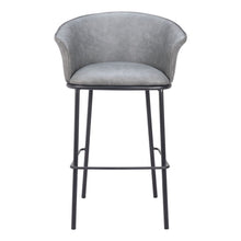 Load image into Gallery viewer, Faux Leather And Steel Bar Height Bar Chair - Gray And Black
