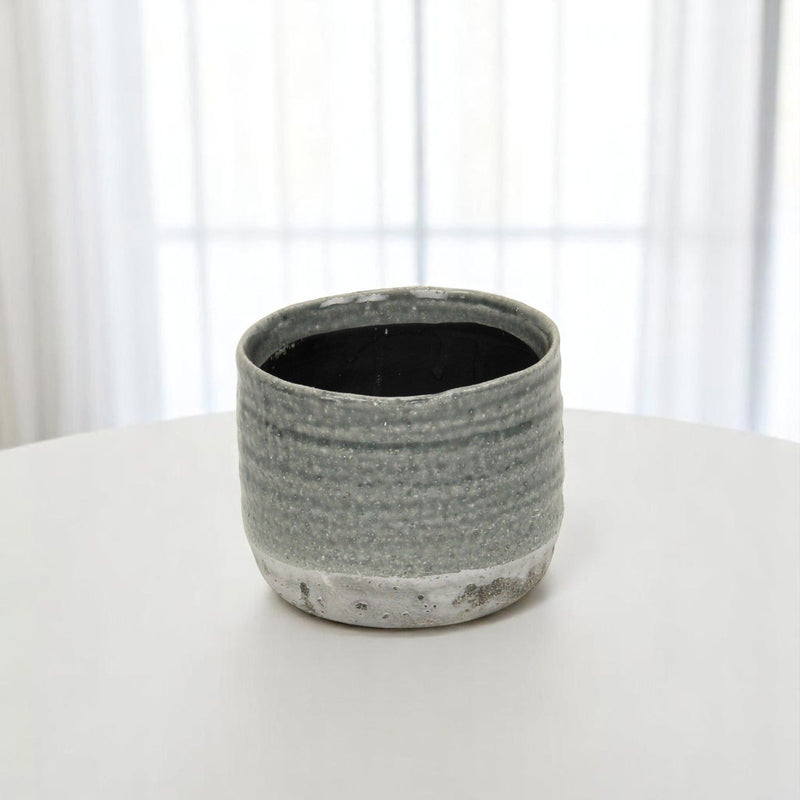 Two Toned Round Pot Planter (487421) - Gray