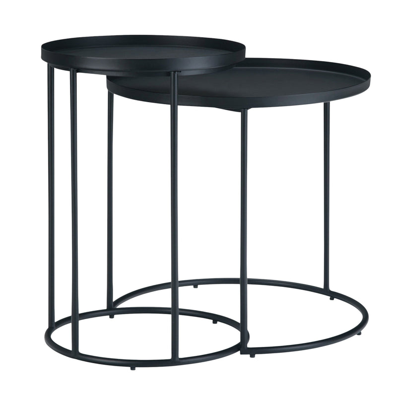 Metal Round End Table (Set of 2) - Black