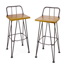 Load image into Gallery viewer, Outdoor Barstool With Angled Metal Legs - Brown

