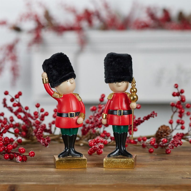 Poly Christmas Nutcracker Figurines (Set of 2) - Black / Gold / Red