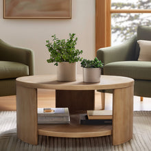 Load image into Gallery viewer, Minimalist Round Coffee Table With Shelf Storage - Natural
