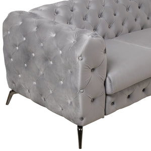 40.5" Velvet Upholstered Accent Sofa,Modern Single Sofa Chair with Button Tufted Back,Modern Single Couch for Living Room,Bedroom,or Small Space,Gray