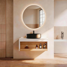 Load image into Gallery viewer, Floating Bathroom Vanity With Glossy Round Vessel Sink
