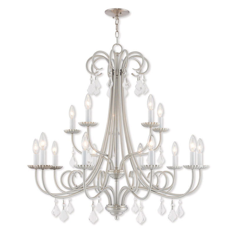 34" Multi Light Dimmable Chandelier With Shades - Nickel