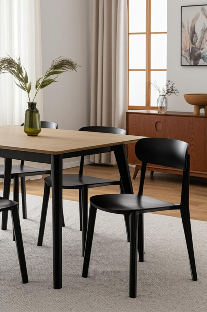 Heavy Duty Plastic Dining Room Side Chairs (Set of 4) - Black