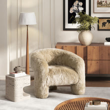 Load image into Gallery viewer, Avalon - Genuine Sheepskin Fur Split Barrel Back Accent Chair - Natural Blonde
