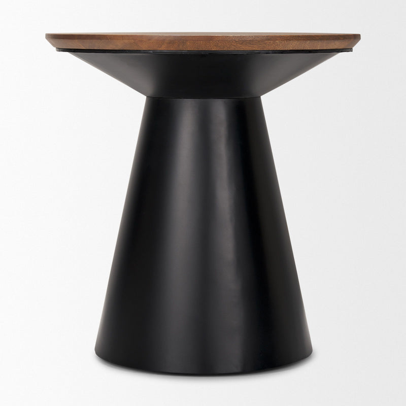 Round Pedestal End Table - Brown / Brown