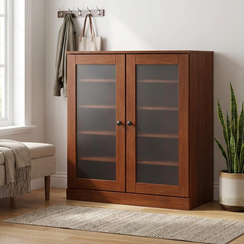 Twenty Pair Solid Woodshoe Storage Cabinet (752374) - Coffee