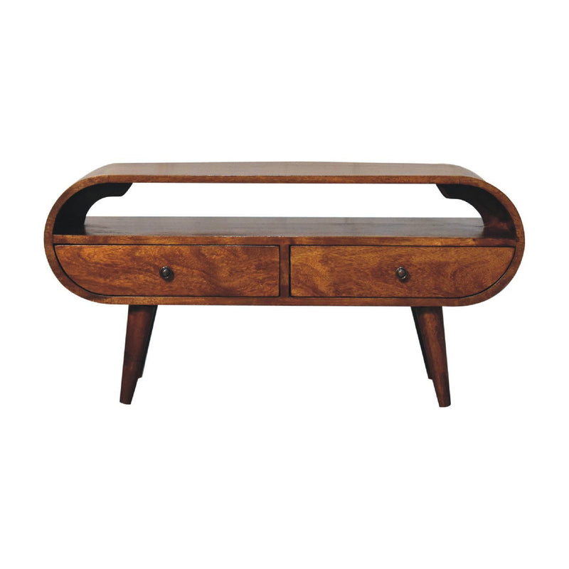 Solid Wood Enclosed Open Storage TV Stand (727850) - Brown
