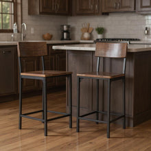 Load image into Gallery viewer, Reclaimed Wood And Metal Counter Height Bar Chairs (Set of 2) - Brown And Black
