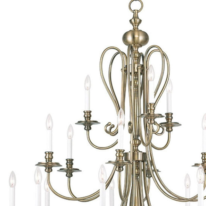 44" Multi Light Dimmable Chandelier With Shades - Antiqued Brass