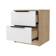 Load image into Gallery viewer, 19" Wood Two Drawer Nightstand - White And Natural

