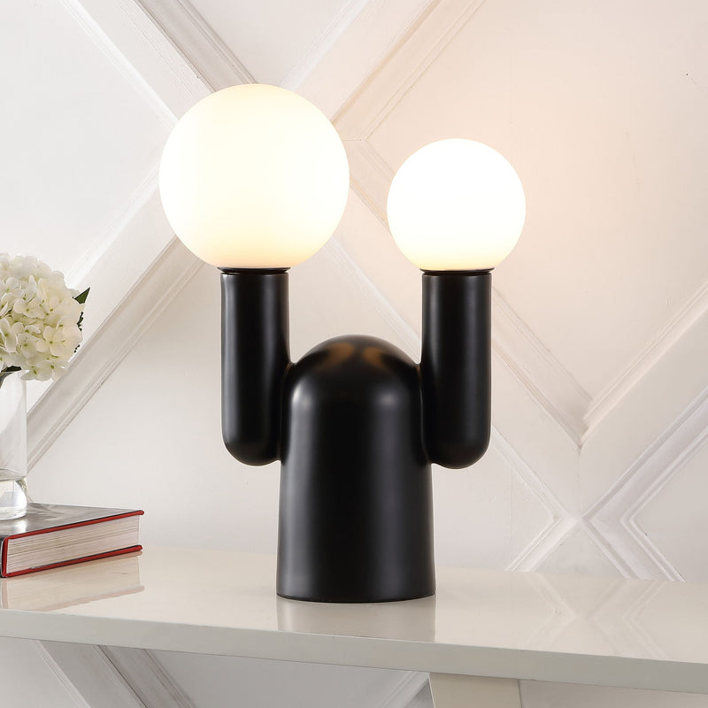 Two Light Novelty Globe Lamp - Black / White