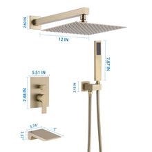 Load image into Gallery viewer, Tub Shower Faucet Set With 12" Rain Shower Head And Handheld Spray Combo

