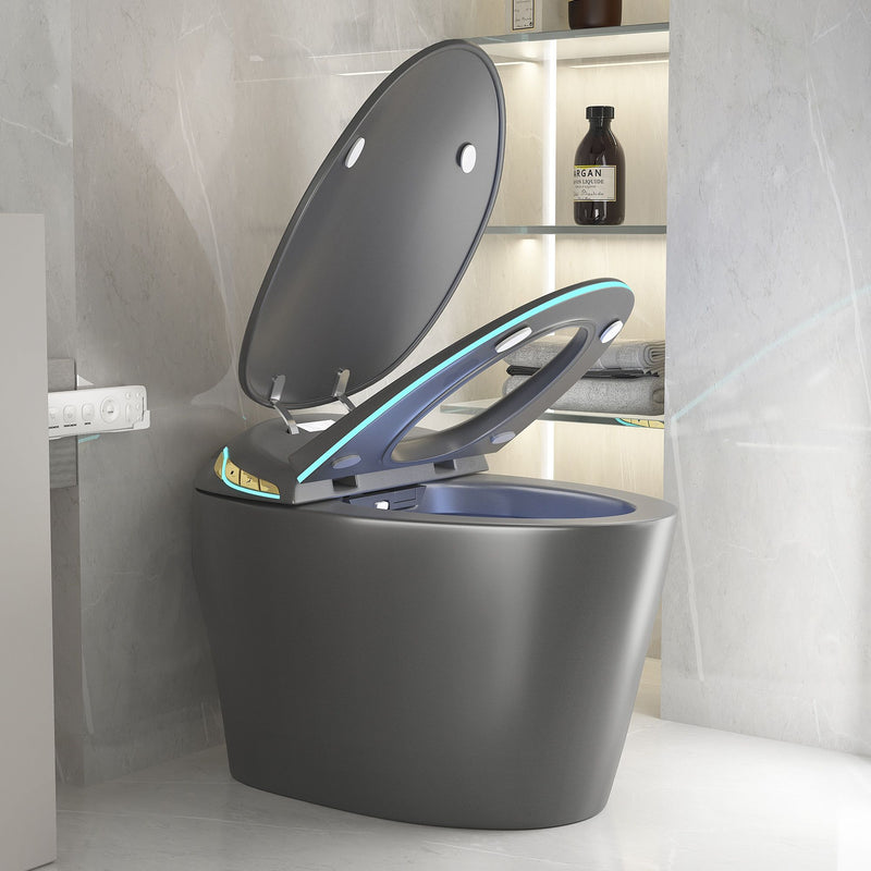 Unique Smart Toile With Built In Bidet, Auto Open / Close Seat, Foot Sensor, LED Display, Night Light, Warm Water & Dryer Ceramic