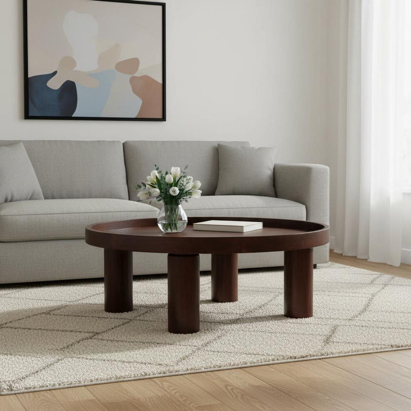 Solid Wood Round Coffee Table - Chestnut
