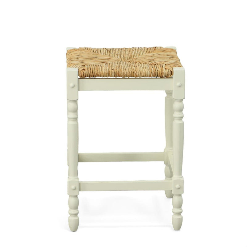 Backless Counter Height Bar Chair With Footrest 24" - Natural and Antiqued White