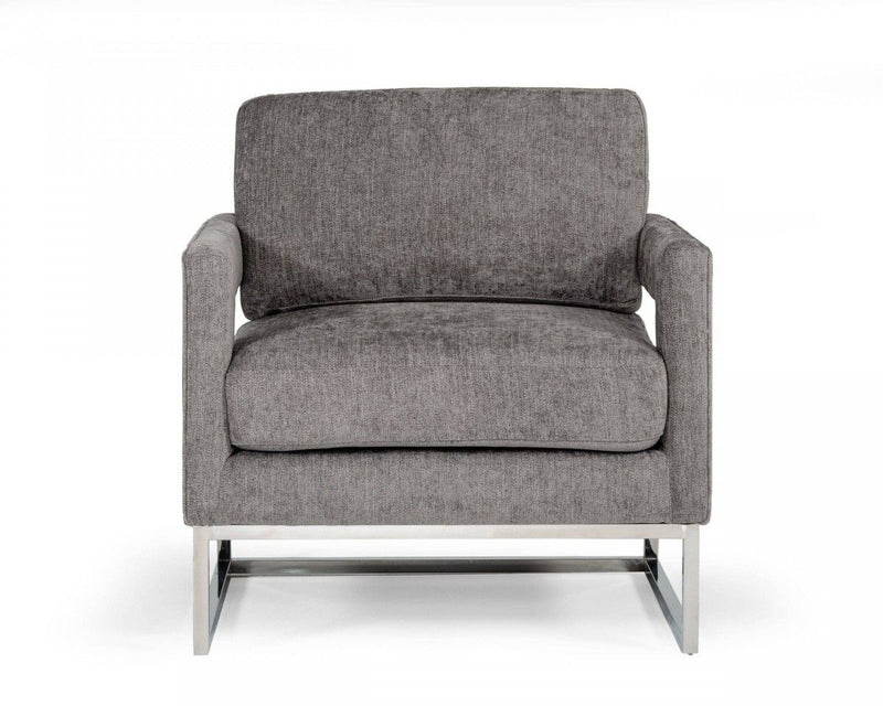 Fabric Arm Chair - Dark Gray And Silver