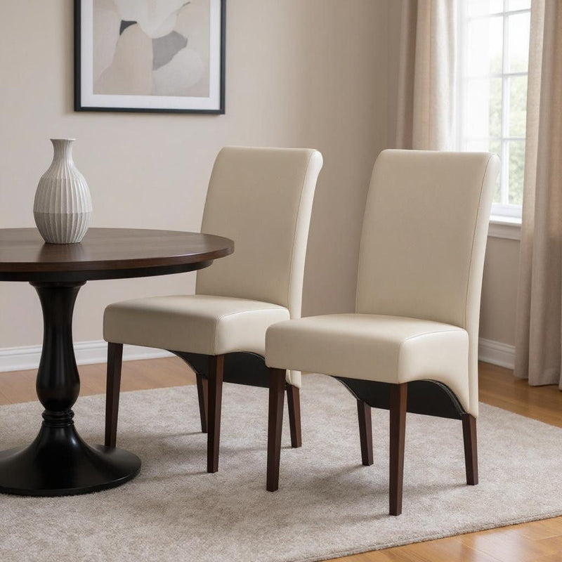 Wood Dining Parsons Chairs (Set of 2) - Cream / Brown